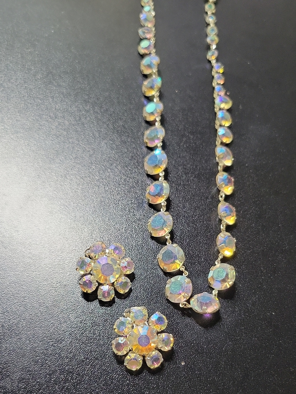 Aurora Crystal Necklace and Earrings Set - Iridescent